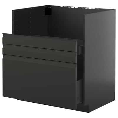 METOD kitchen unit in matte black with modern, sleek design and integrated handles.