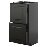 Black METOD kitchen cabinet with two drawers and one shelf, sleek design, durable materials.