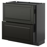 Black METOD kitchen cabinet with sleek drawers.