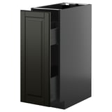 Modern black METOD kitchen cabinet with sleek pull-out drawer.