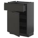 Black matod kitchen cabinet with modern, sleek design. One large self-closing drawer, adjustable shelves.