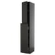 This image shows a tall, sleek black METOD kitchen cabinet with a modern matte finish and integrated handles, part of the ikea kitchen system.