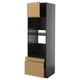 Modern kitchen unit with gray cabinet, oak-topped drawer, and open shelf, minimalist design.