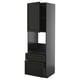 Black METOD kitchen unit with shelves and drawers. Modern, dark stained wood finish.