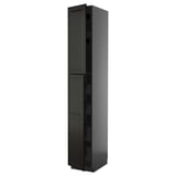 Black ikea METOD kitchen cabinet with glossy, multi-compartment storage.