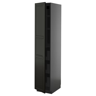 METOD tall black kitchen cabinet, sleek design with adjustable shelves and soft-close drawer, stylish and durable.