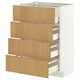 An IKEA METOD kitchen cabinet with four wooden drawers in a light oak finish. The cabinet is white and offers ample storage space.