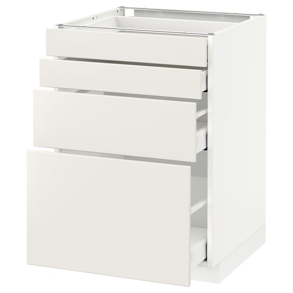 White METOD kitchen unit with smooth veddinge drawers for dream kitchen.