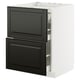 Modern kitchen cabinet with black beveled drawers, METOD series, sleek design.