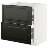 Modern kitchen unit, METOD, white & black bodbyn, 2 drawers, sleek design.