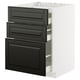 Black METOD drawers, modern design, white cabinet, sleek.