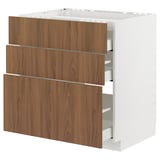 Modern kitchen unit: METOD with tistorp walnut fronts, three drawers, sleek design.