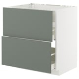 A METOD kitchen unit with grey-green drawers and a white frame. It two large drawers for storage.
