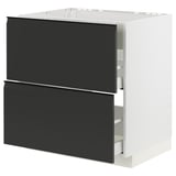 Modern black METOD kitchen cabinet with smooth drawers and integrated handles.