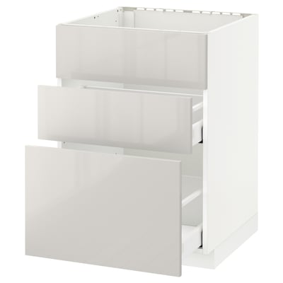 White METOD kitchen cabinet with sleek, modern drawer and glass-like finish.