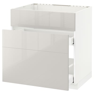 Ikea METOD white gloss kitchen unit, modern clean design with smooth drawers.
