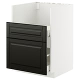 Black METOD kitchen unit with beveled edges, white background, boxy modern design.