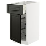 A METOD kitchen cabinet with black bodbyn doors and drawers, featuring a sleek design with beveled edges.