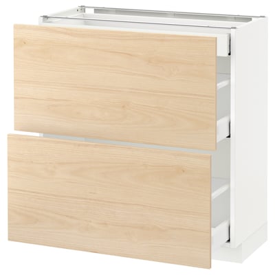 An ikea METOD kitchen unit with light ash drawers, offering modern and functional storage.