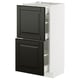A METOD kitchen cabinet in black with a white frame and beveled edges. It has two drawers that open fully.
