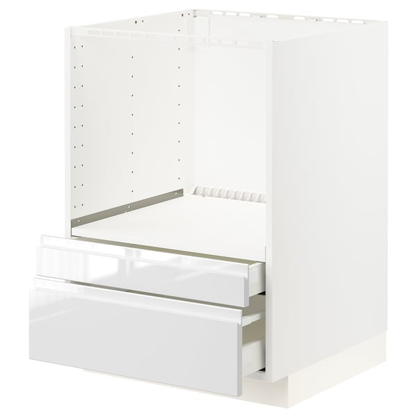 METOD / MAXIMERA Base cabinet f combi micro/drawers, white/Voxtorp high-gloss/white, 60x60 cm