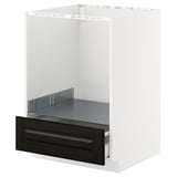 METOD kitchen system, black drawer, white frame. Modern, open front drawer.