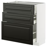 Modern kitchen units: METOD with black bodbyn drawers, sleek design.