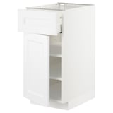 Ikea METOD white kitchen unit with drawer and shelves.