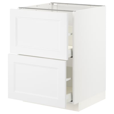 METOD kitchen unit, white, rectangular, two drawers, smooth finish.