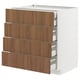 Modern white METOD cabinet with walnut-colored drawers, sleek design.