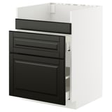 METOD kitchen cabinet in black with beveled edges, modern design, white frame, 3 compartments.