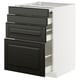 Black & white kitchen cabinet with 3 drawers & sleek black fronts.