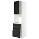 White METOD kitchen unit with black drawers and cabinet.