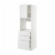 White METOD kitchen unit with open drawer & cabinet, clean design.