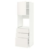 White METOD kitchen unit with three drawers and a cabinet.