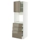 Modular kitchen unit METOD with high-gloss bronze-brown drawers and cabinet, sleek handles.