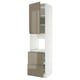 Modern kitchen unit with beige, sleek design and metal handles.