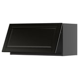 Black kitchen cabinet with angled front, modern beveled edges, and sleek design. Part of the METOD system for custom kitchen layouts.