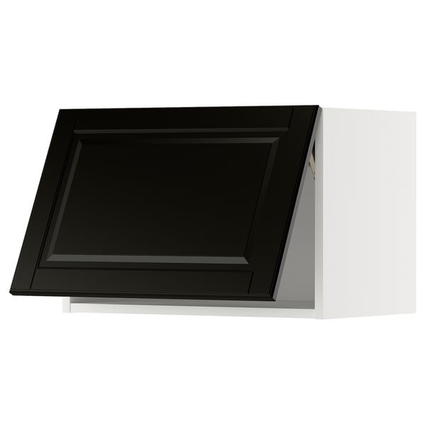 Black kitchen cabinet with beveled edges, part of the METOD system.