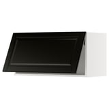 METOD kitchen unit with black beveled door.