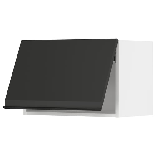 Modern black kitchen cabinet with sleek, matte finish and minimalist design.