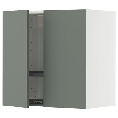 METOD wall cabinet, grey-green, square shape, adjustable shelves.