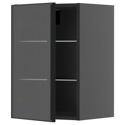 METOD cabinet, sleek glass door with vertical reeding.