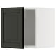 Black beveled drawer, white cabinet, square design.