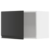 A sleek, modern black kitchen cabinet with a matte finish and a seamless handle, part of the METOD kitchen system.