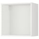 White METOD wall cabinet, square, open, empty, white interior, wooden frame, even edges.