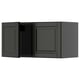 Dark gray kitchen cabinet with square doors and beveled edges.