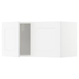 White METOD wall kitchen unit with cabinet, brushed steel handle.