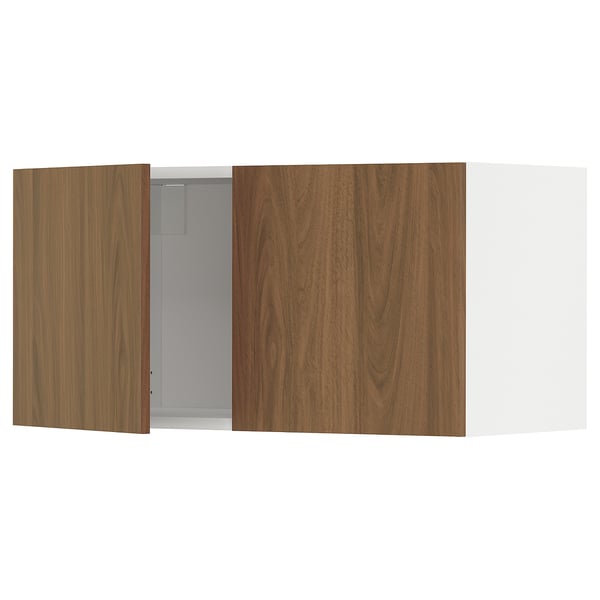 METOD kitchen cabinet, dual walnut doors, flat design, robust frame.