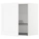 A white METOD kitchen wall cabinet with an open door revealing a dish drainer inside.